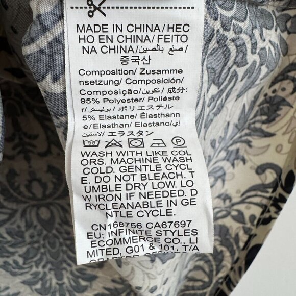 Shein Women Print Ruffle Short Sleeve V Neck Blouses Top Size L - Picture 5 of 7